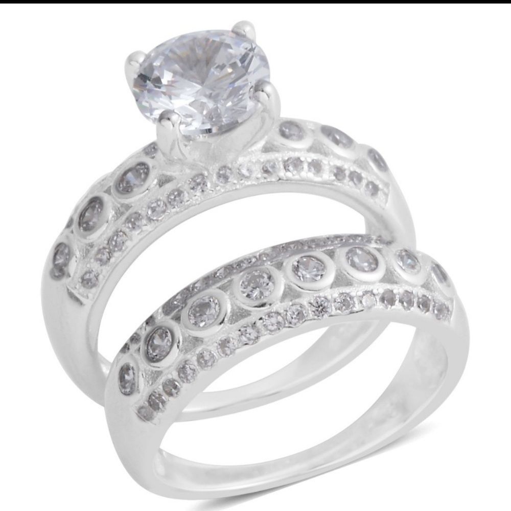 Wedding Rings Simulated Diamond Sterling Silver